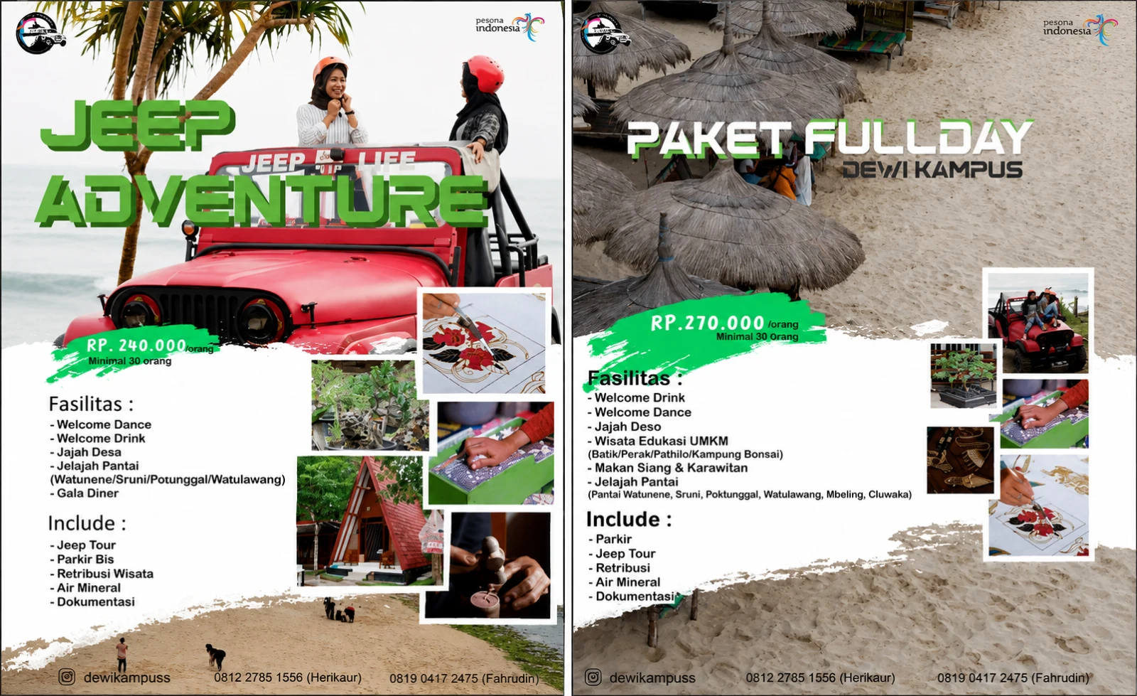 Flyer promosi Paket Jeep Adventure Dewi Kampus